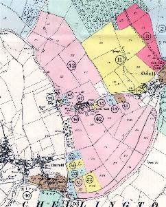 AD1147-19 - Southlands Farm in pink and numbered 42 - 1934